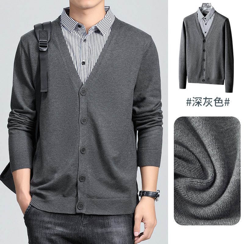 撤标撤柜！毛衣秋冬假两件条纹衬衫领针织衫商务新款保暖线衣开衫