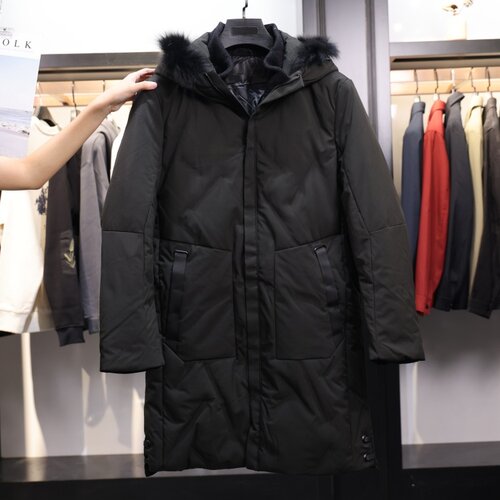【H家】撤标撤柜！冬季新款时尚百搭男士帅连帽毛领中长款羽绒服