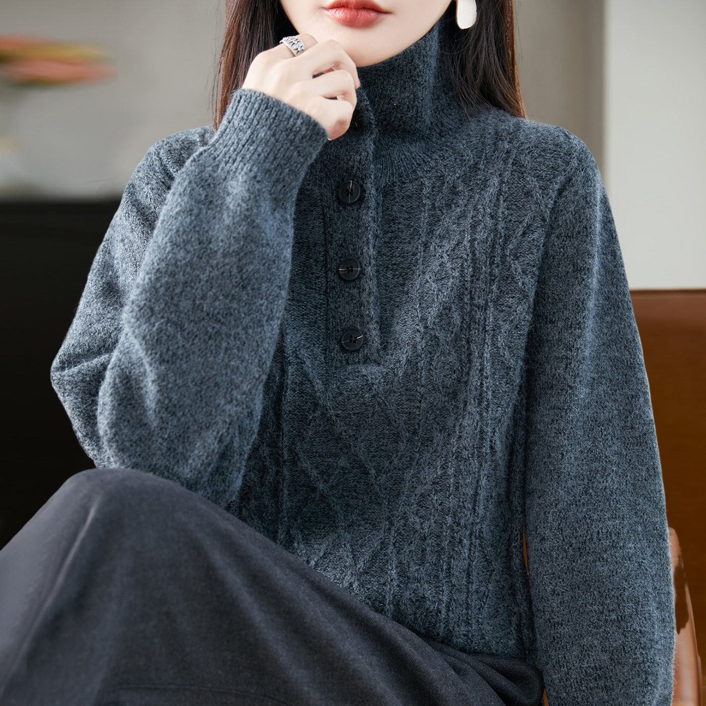 撤标撤柜(A)纯色绞花针织打底衫女时尚洋气大码女装上衣秋冬毛衣,女装/女士精品,毛针织衫,淘宝优惠券,粉丝福利购,淘宝优惠卷