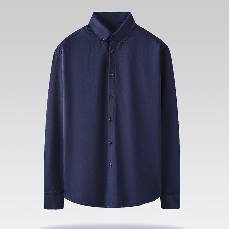 一线撤柜撤标男式秋冬2023新款时尚简约提花修身加绒保暖长袖衬衫