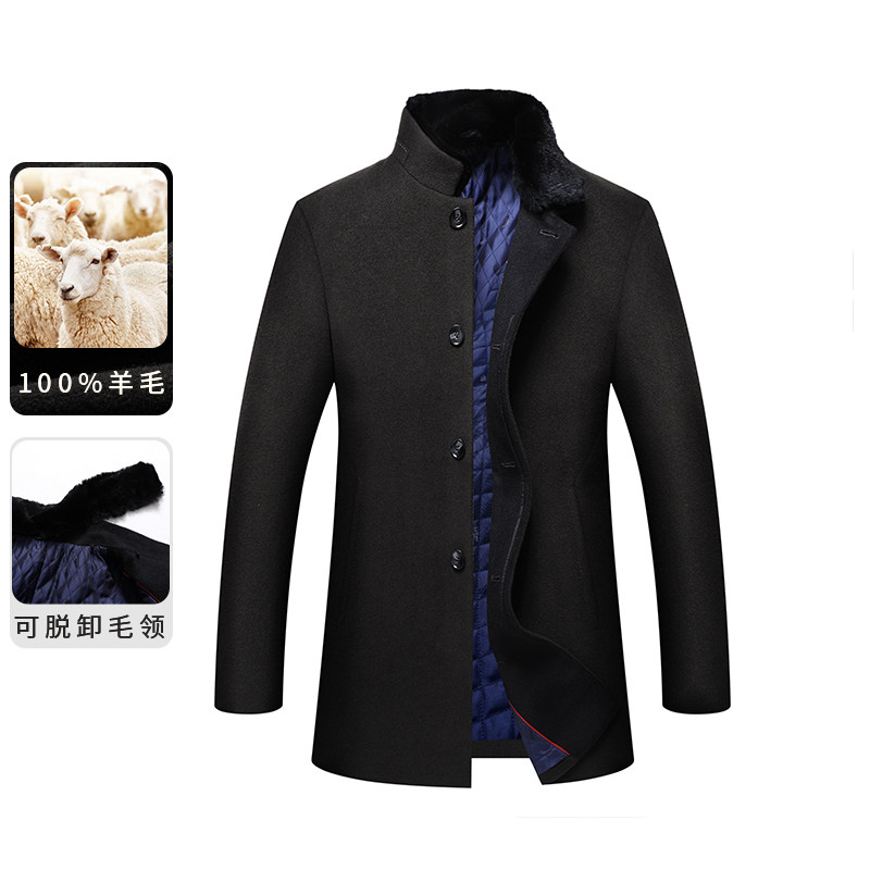 一线撤柜撤标2024年冬季新款时尚百搭帅气男士可脱卸毛领毛呢外套