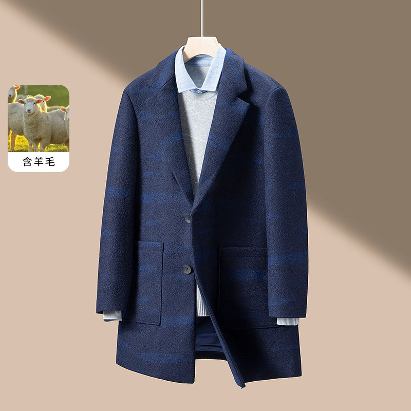 大牌一线冬季保暖毛呢大衣中长款韩版西装领高级感上衣外套男,男装,毛呢大衣,淘宝优惠券,粉丝福利购,淘宝优惠卷