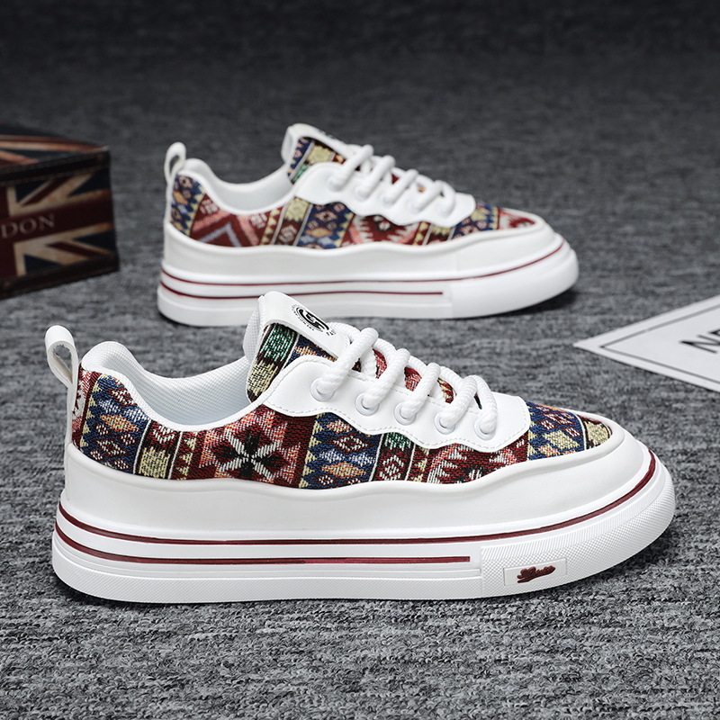 撤标撤柜(H)透气帆布鞋时尚印花国潮板鞋潮流百搭厚底男士休闲鞋,流行男鞋,布鞋,淘宝优惠券,粉丝福利购,淘宝优惠卷