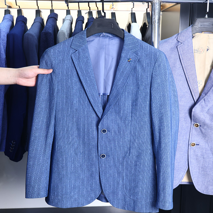 【H家】撤标撤柜！春秋季男简约平驳领花纹薄款高弹休闲西服外套