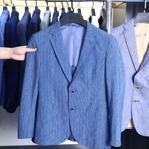 【H家】撤标撤柜！春秋季男简约平驳领花纹薄款高弹休闲西服外套