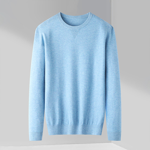 外贸秋冬男士 纯色舒适圆领套头针织衫 新款 时尚 线衣 修身 超值捡漏