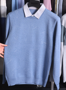 【H家】撤标撤柜！春秋季男士时尚休闲衬衫领直筒假两件针织衫