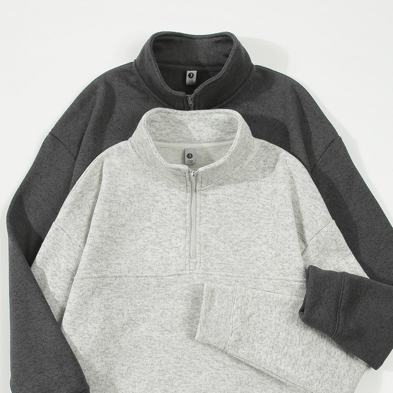 撤柜撤标(M)半拉链立领提花抓绒卫衣男秋冬新款美式潮牌加厚外套