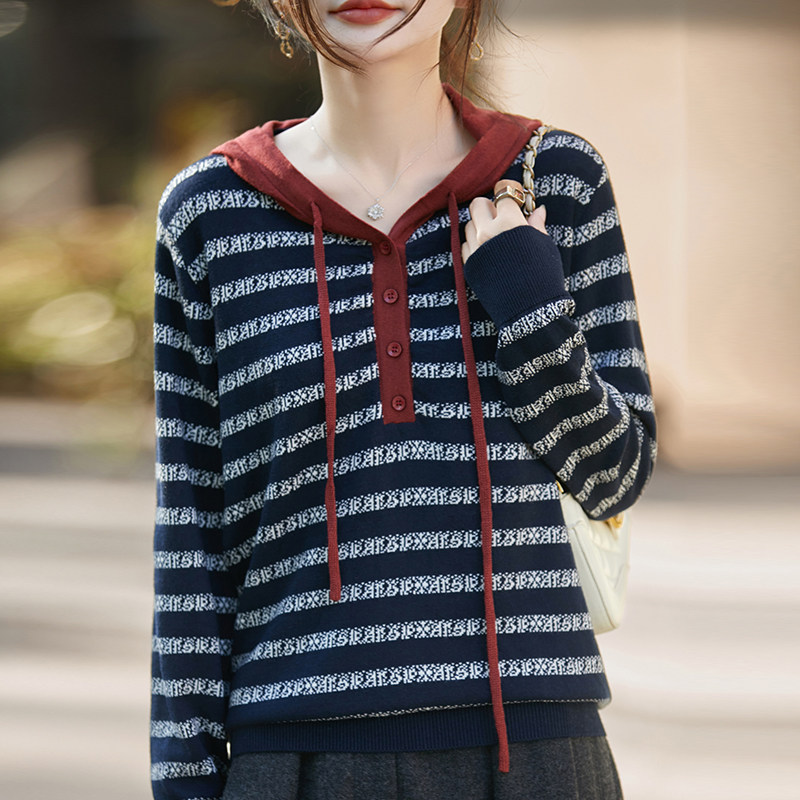 撤标撤柜(A)连帽卫衣针织打底衫女春秋洋气上衣大码女装秋冬毛衣,女装/女士精品,毛针织衫,淘宝优惠券,粉丝福利购,淘宝优惠卷