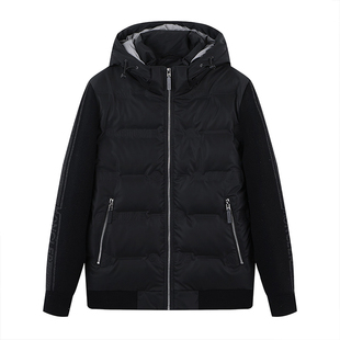 一线撤柜品牌男正品2023冬季时尚帅气保暖柔软舒适连帽拼接羽绒服
