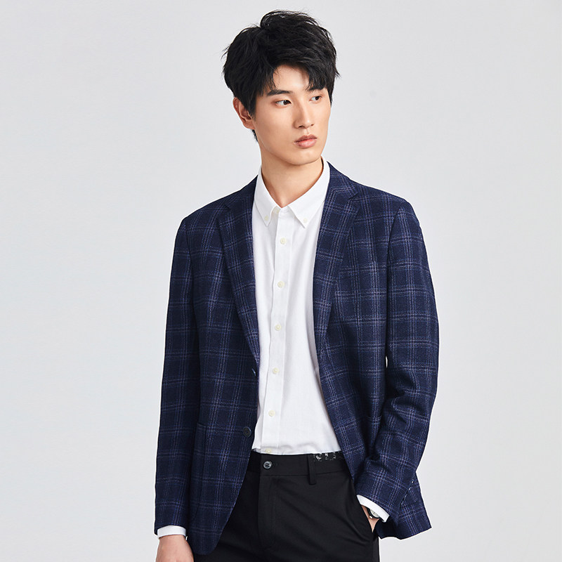 外贸大牌正品撤标尾货清仓男装高级感外套秋季新款格纹休闲小西服
