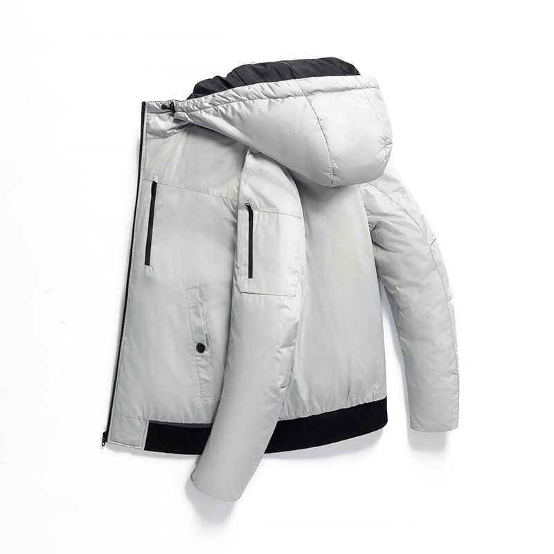 外贸撤柜冬季男士短款鸭绒休闲保暖连帽一线撤标大牌羽绒服外套潮