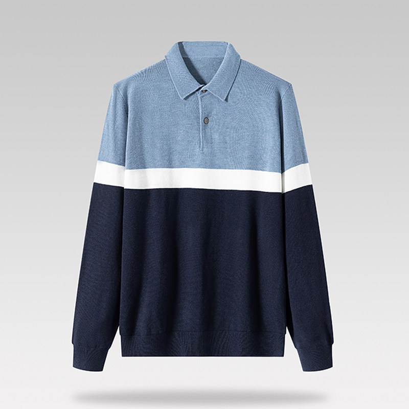 条纹拼色流行POLO衫春秋新款外贸大牌正品撤标尾货清仓男装针织衫