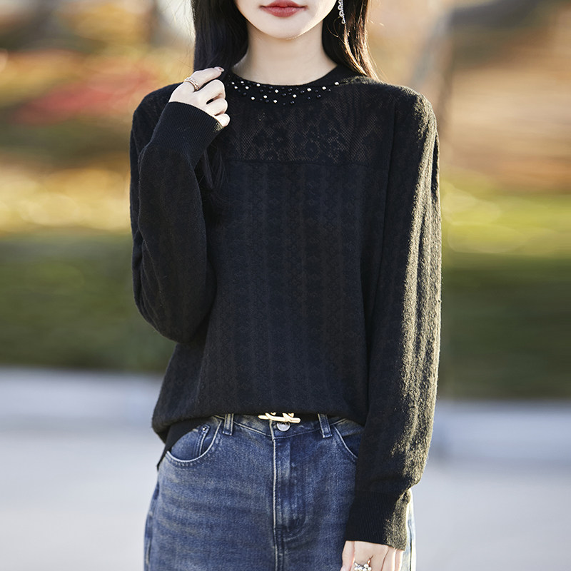 撤柜撤标(A)时尚提花钉珠针织打底衫女洋气减龄内搭大码女装毛衣,女装/女士精品,毛针织衫,淘宝优惠券,粉丝福利购,淘宝优惠卷