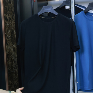 豆家 清凉透气桑蚕丝圆领短袖 撤标撤柜 男冰丝网眼薄款 T恤 夏季