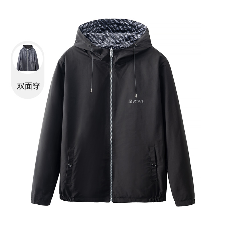 大牌剪标双面穿连帽夹克外套
