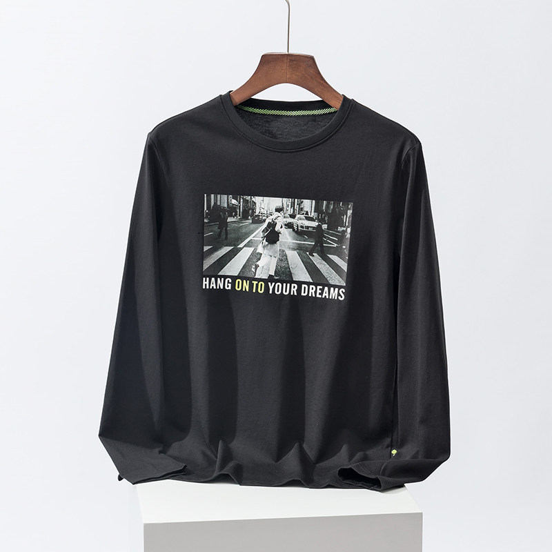 软糯亲肤！大牌撤标秋季新款纯棉男士休闲基础打底圆领长袖T恤