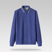 外贸出口余单真品撤标高级感男装 春秋季 纯色加绒半开襟套头POLO衫