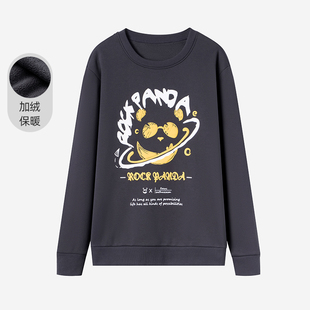 外贸大牌 打底衫 秋冬轻奢高端潮牌卫衣男加绒加厚圆领套头修身 长袖