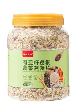 祥沃良品 奇亚籽葛根蔬菜燕麦片一千克/罐*1罐