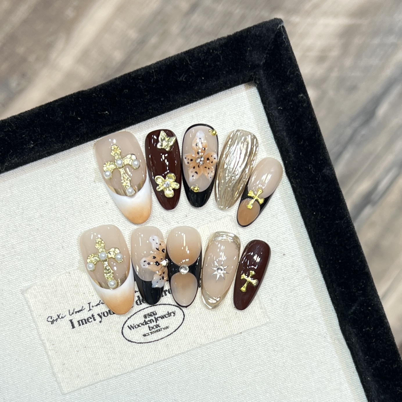 高级感法式蝴蝶结穿戴甲