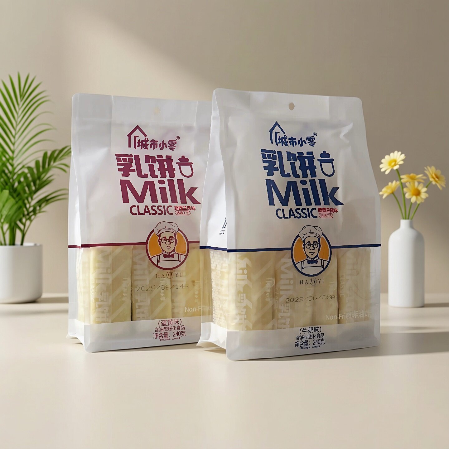 城市小零乳饼240g袋装独立小包装蛋黄牛奶味米饼非油炸小吃零食品