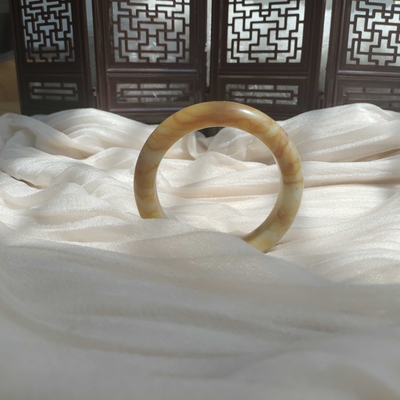 55.7圈血管桂花花玉手镯 天然岫玉实物拍摄不退不换小内纹 573#