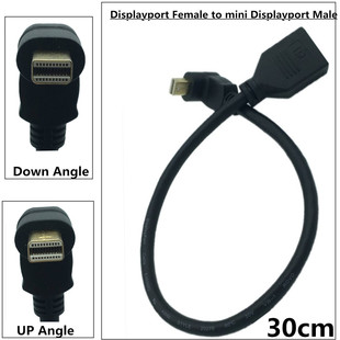 镀金Mini DisplayPort 公弯头to DP母线大DP母转迷你DP公显示器线