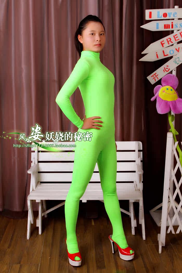 浅绿色性感连体紧身衣/舞台演出cos打底衣/高弹无痕舒适塑身内衣