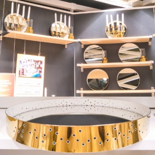 宜家温特尔2018蜡烛盘托圆形蜡烛盘子台金色卧室烛台装饰品摆件春