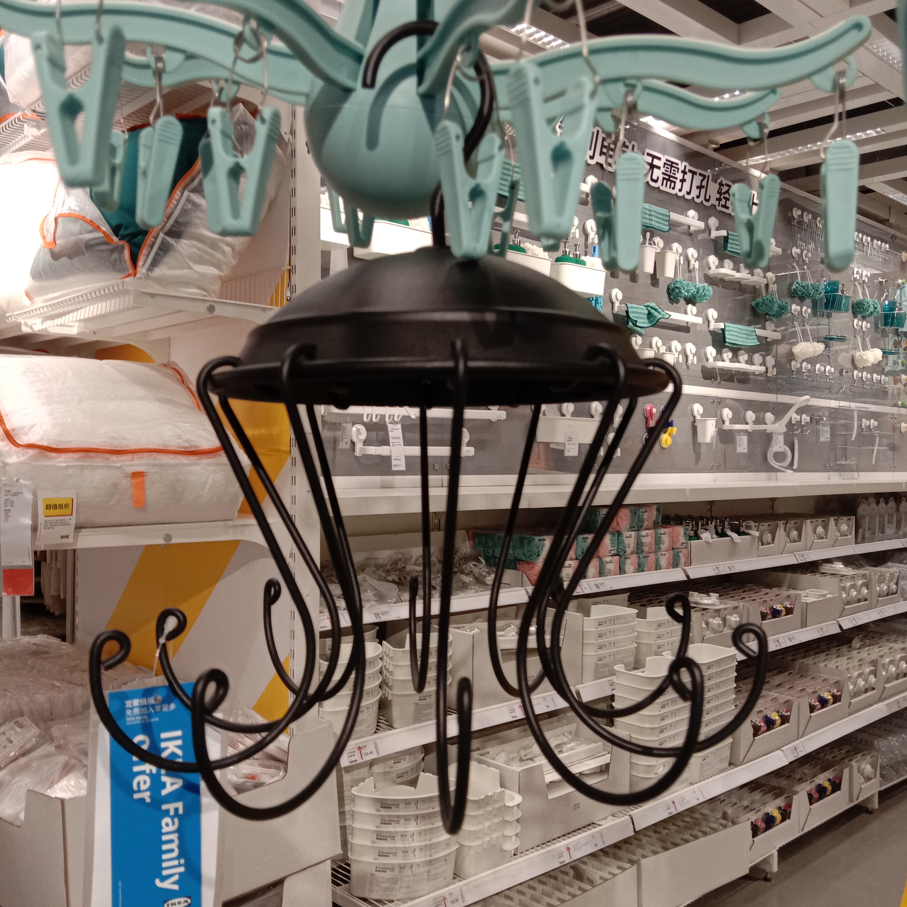 宜家布尔斯塔衣架带挂钩钢制黑色八爪鱼袜子内衣晾衣架大学生宿舍