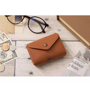 ins风日单杂志附录款钱包史努比男女三折pu皮短款钱包卡通零钱包