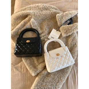 2025韩版简约菱格小香风链条小包 时尚斜挎手拎手提小香风包