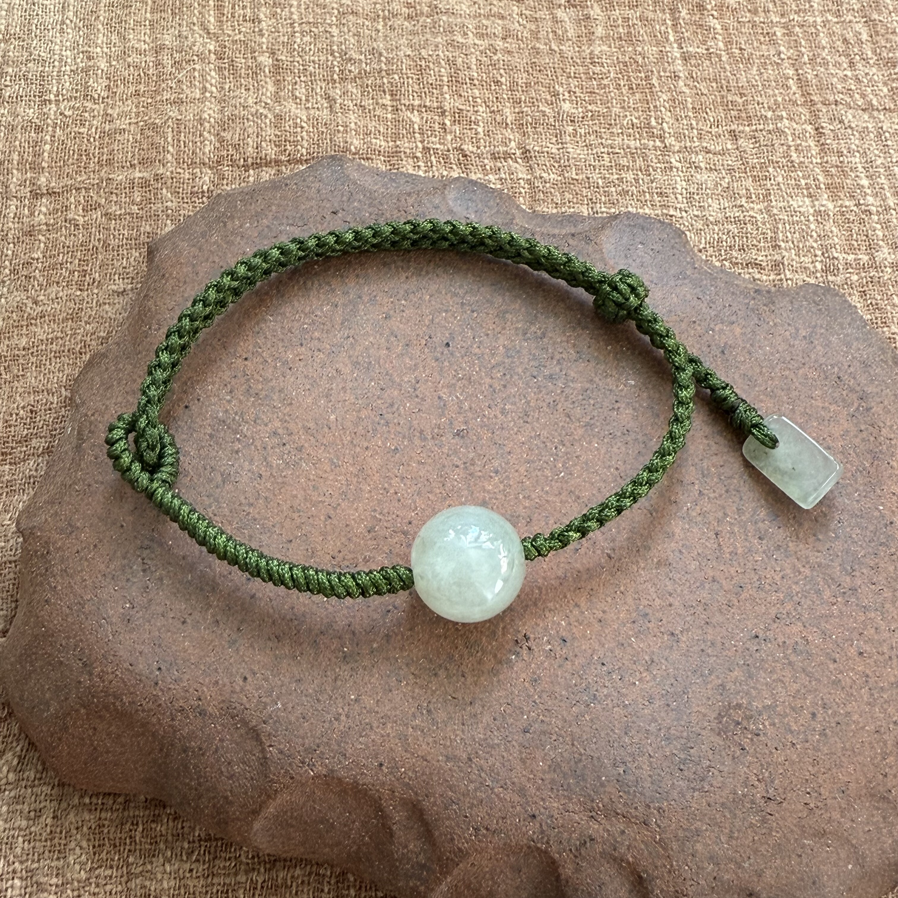 一颗珠手绳 原创手绳天然翡翠A货手绳编织玉石手链