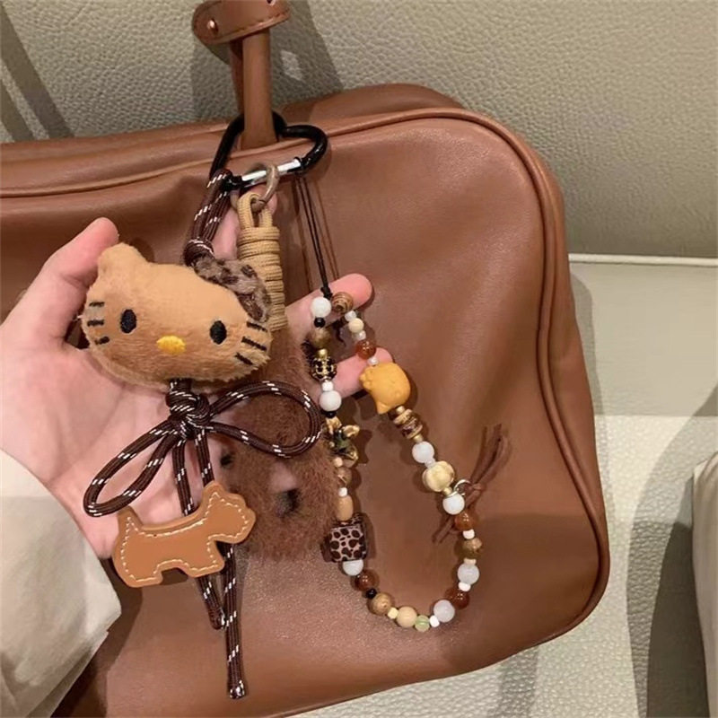 创意串珠挂件少女心手机链挂饰卡通黑皮猫咪可爱小包包挂绳钥匙扣,服饰配件/皮带/帽子/围巾,包挂件,淘宝优惠券,粉丝福利购,淘宝优惠卷