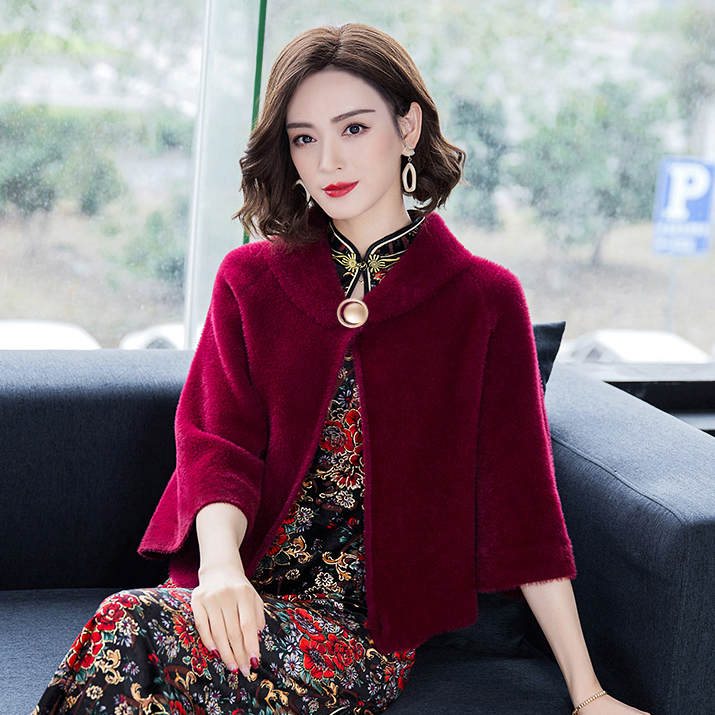 羊貂绒小外套喜庆婚礼配旗袍披肩