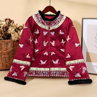 美伦【蝶栖云绒】高级国风新中式醋酸蝴蝶绣夹棉服外套春节年货女