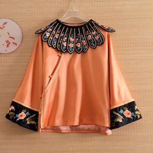 美伦高级感醋酸上衣轻奢复古女装披肩刺绣新中式2025新东方美学