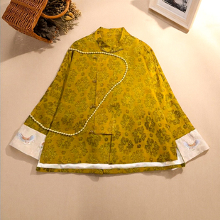 美伦「蝶影提香」新中式复古提花上衣女2026刺绣国风外套春秋高货