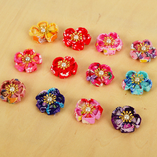 和风细工头花diy发饰头饰单花胚日本绉布cosplay小花色半成品花朵