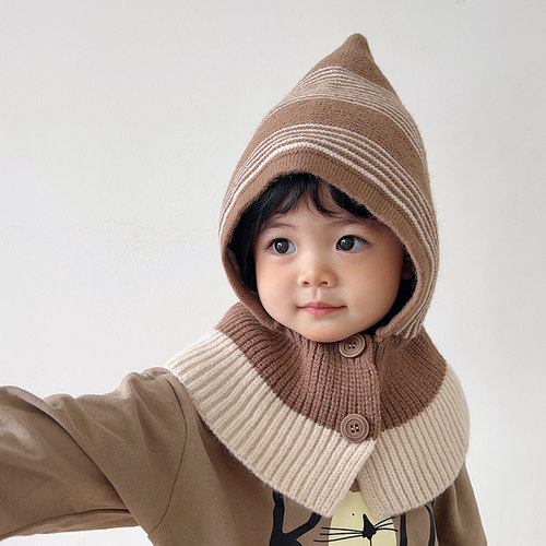 帽子围脖一体针织毛线儿童套头帽