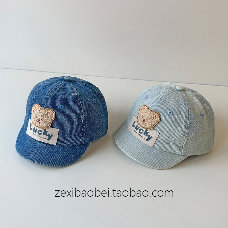 宝宝帽子春秋款鸭舌帽牛仔布小熊男女宝夏季薄款儿童棒球帽2026年