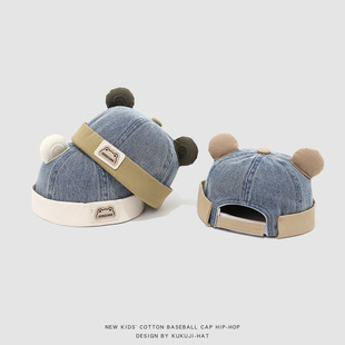 宝宝帽子春秋款地主帽可爱超萌男女宝夏季薄款牛仔布婴儿瓜皮帽潮