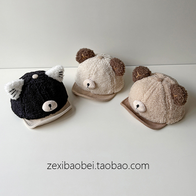 宝宝帽子秋冬款鸭舌帽可爱超萌男女宝棒球帽婴儿翻檐帽冬季保暖潮