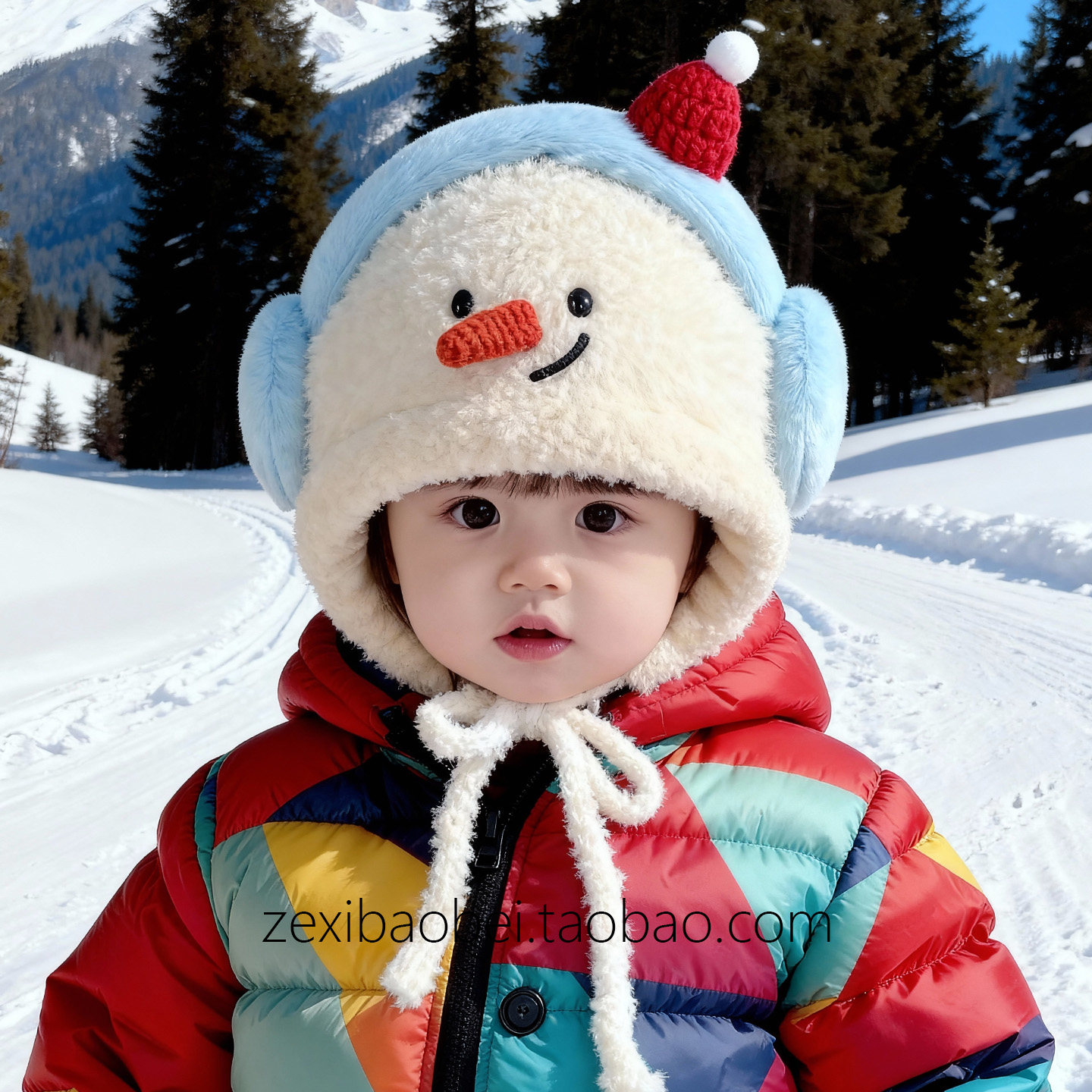 儿童雪人毛绒帽子冬季男女童卡通护耳保暖防风宝宝帽子,童装/婴儿装/亲子装,帽子,淘宝优惠券,粉丝福利购,淘宝优惠卷