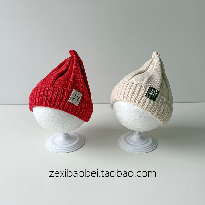 婴幼儿帽子秋冬款毛线帽可爱超萌小月龄宝宝针织帽男女宝奶嘴帽潮