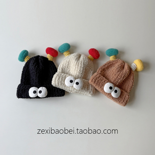 宝宝帽子秋冬款毛绒帽可爱超萌男女宝套头帽儿童防风帽冬季保暖潮