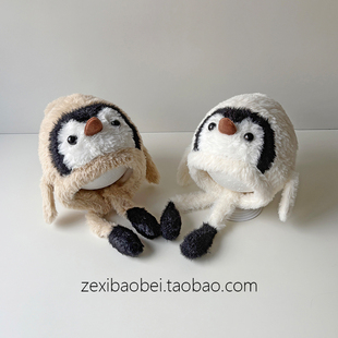 宝宝帽子秋冬款护耳帽卡通可爱男女宝毛绒帽婴儿儿童防风帽套头帽