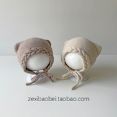 婴儿帽子秋冬款 毛线帽可爱超萌小月龄宝宝针织帽男女宝护耳帽防风