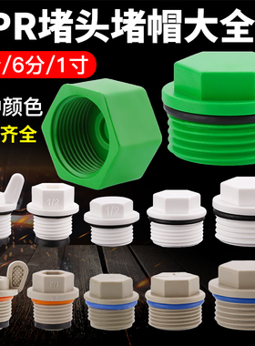 PPR4分内丝堵帽6分1寸外丝快堵手拧免生料带胶圈管堵头闷头水管塞
